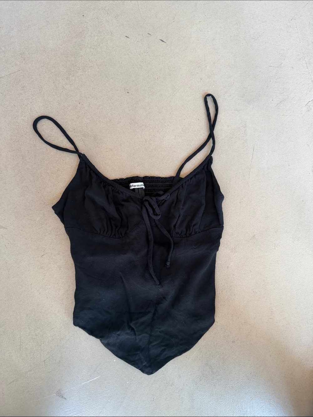Reformation Black Tie-Front Camisole Bodysuit